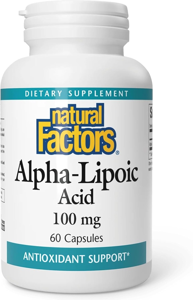 Factores naturales Ácido alfa-lipoico 100 mg cápsulas, 60 puntos
