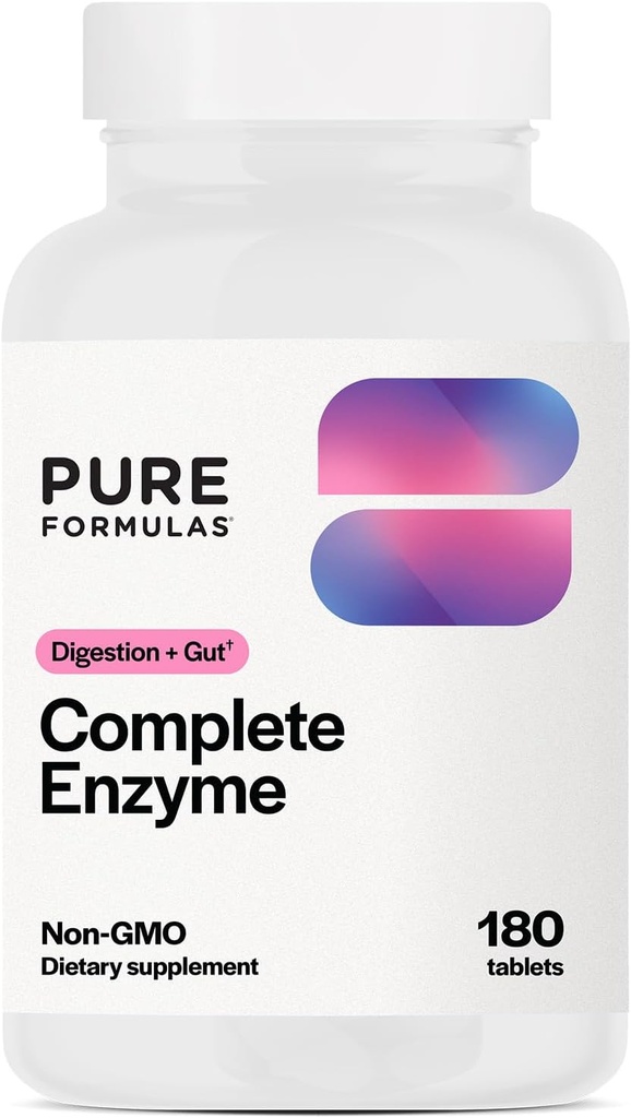 PureFormulas Full Enzyme ← Pancreatic Enzymes 1000mg (Full Strength) Silencio Pancreatin Digestion Suplemento con Protease, Amylase &amp; Lipase ← Apoyo Digestivo TEN Dairy, y Soy Free 180 Tablets