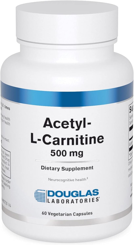 Douglas Laboratories Acetyl L-Carnitine 500 mg  Apoya Función cerebral y nerviosa durante el proceso normal de envejecimiento* ← 60 cápsulas