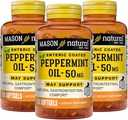 MASON NATURAL Peppermint Oil 50 mg Enteric Coated Suplemento, 270 Day Supply of Gastrointestinal Support for Normally Functioning Bowel, Softgel Pills