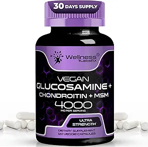 WELLNESS LABSRX Glucosamine Chondroitin MSM - 4000mg - Glucosamine Chondroitin Capsules - 120 Conde