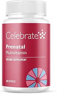 Celebrar Vitaminas Cápsulas multivitamínicas prenatales Bariatricas con ácido fólico, vitamina A, hierro, yodo y cólico, para pacientes con roux en Y y sleeve, 60 condes