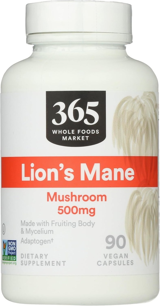 365 por Whole Foods Market, Lion's Mane Mushroom 500mcg, Vegan, 90 Conde