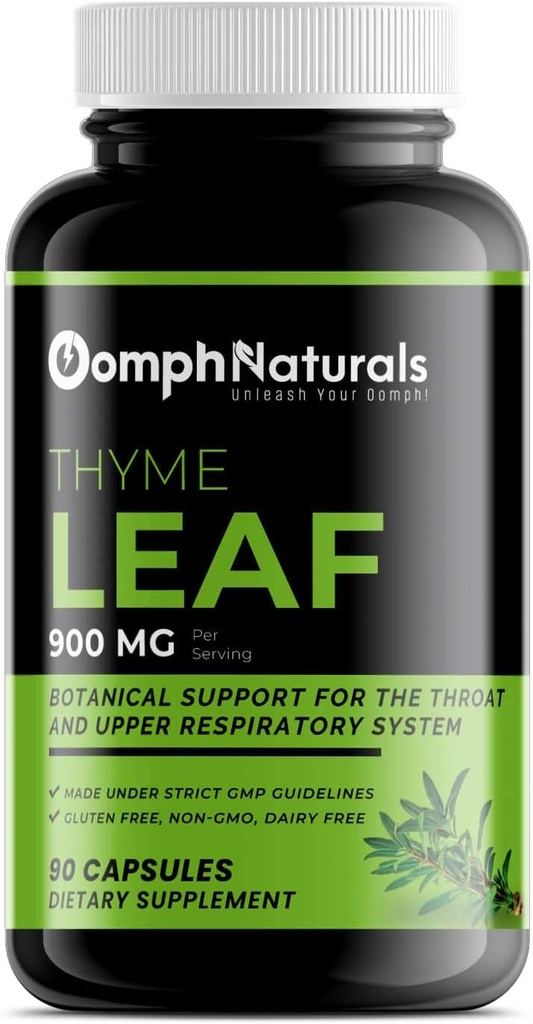 Hoja de tomillo, 900 mg Timus Vulgaris Leaf Extracto, 90 Capsules 45 Day Supply, Non-GMO, Gluten Free, Suplemento para la Salud Respiratoria