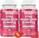 (2 Pack) Magnesium Gummies for Kids - Magnesium Citrate Supplement with Vitamin B6, L-theanine, Chamomile & Lemon Balm - Calm Magnesium for Kids & Adults Sleep, Relaxation - Strawberry,120 Gummies
