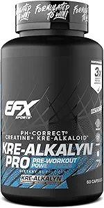 EFX Sports Kre-Alkalyn Pro ← pH Correct Creatine Monohydrate Pill Suplemento  Muscle Building Pre Workout for Men ' Women TEN 30 Servings, 60 Capsules