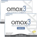 Omax3 Pro-Strength Ultra-Pure Omega-3 Fish Oil - 1000 mg - Maximum Professional Joint &amp; Muscle Support - EPA DHA - NSF certificado - 60/per Softgel Blister (Pack of 2)