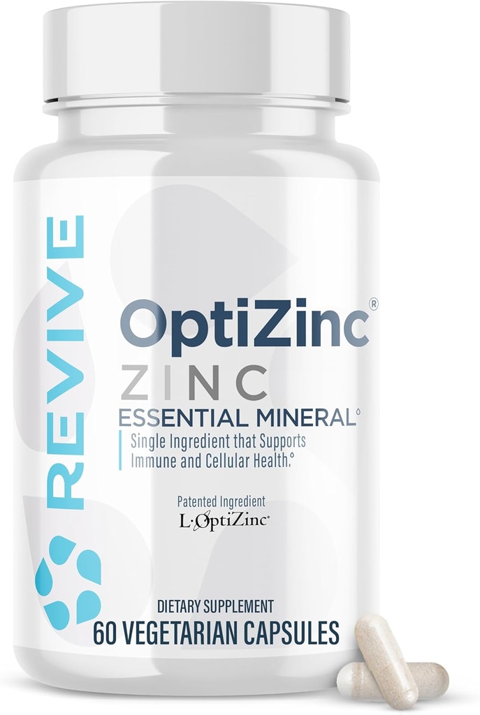 Revive MD Zinc Mineral Supplement for Men & Women - Supports Immunity & Cellular Health with 50mg OptiZinc - Antioxidant &amp; Immune Support - 60 cápsulas