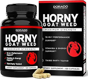 Horny Goat Weed For Men and Women - [Maximum Strength 1590mg] Maca, Ginseng, L-Arginine, Tribulus - Premium Hornygoatweed - Icariin Epimedium For Men - 3rd Party Tested - USA Made - 120 Count