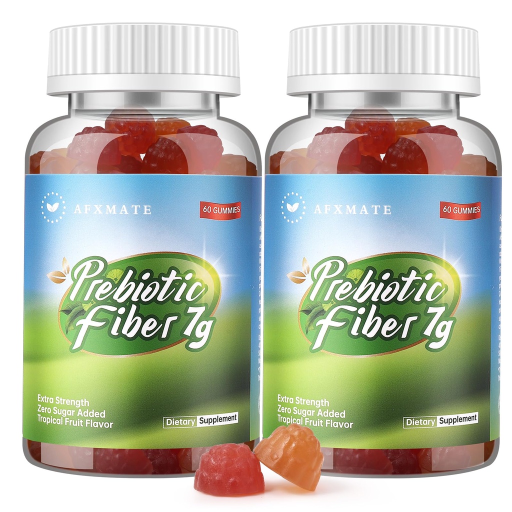 AFXMATE Fiber Supplement Gummies for Adult, 7 g Fiber Sugar Free Vegan & Gluten Free - Digestive Health, Regularity Support 120 Count
