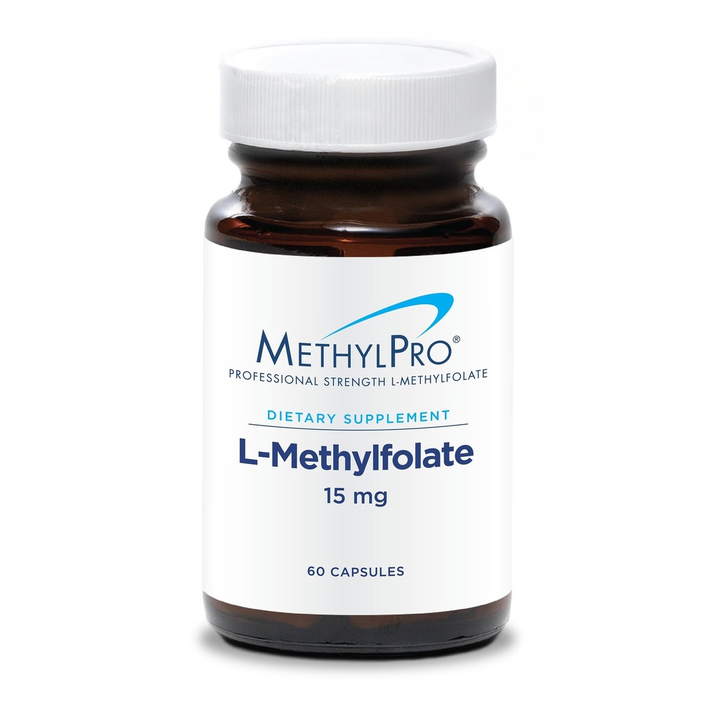 MetilPro L-Methylfolate 15 mg - L Folato de metil, Suplemento de metillfolato para hombres y mujeres, vitamina metilada B9 (5-MTHF) para la salud cerebral, el foco y la calma - 60 cápsulas (Pack of 1)