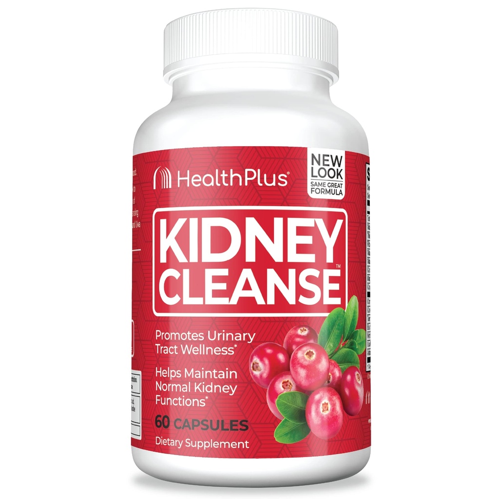 Health Plus Advanced Kidney Cleanse with Cranberry Extract, Turmeric Root and CoQ10, Helps Support Healthy Kidney Function &amp; Urinary Tract Wellness, 60 Capsules