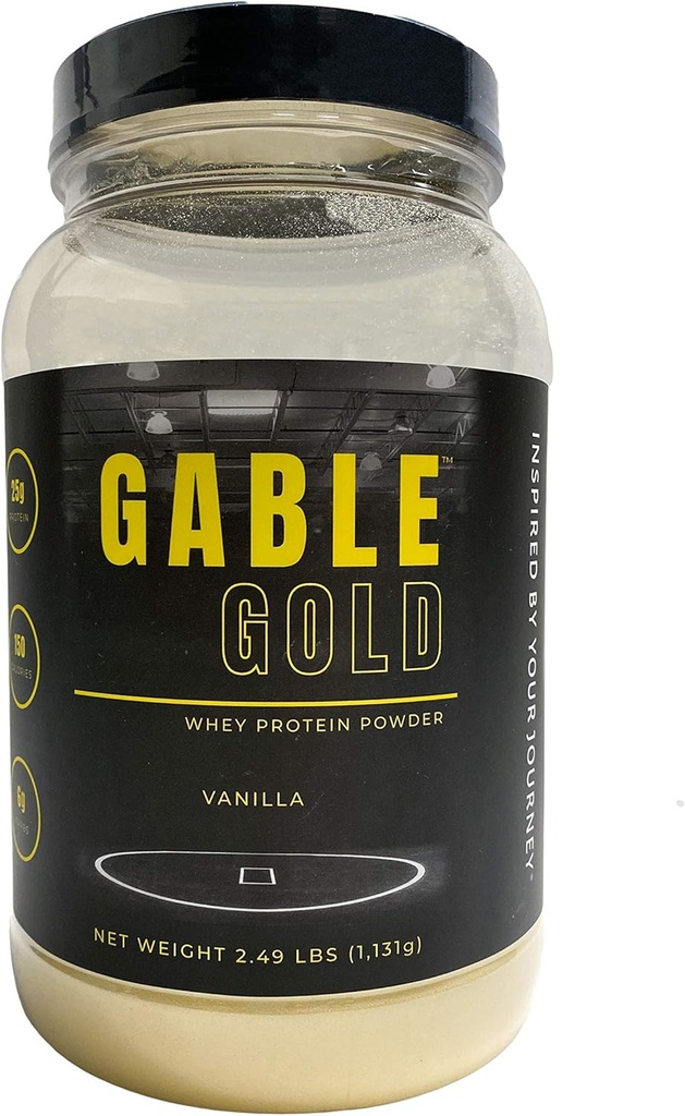 Silver Star Nutrition, Gable Gold Vanilla Whey Protein Powder + MCT Aceite " Inulina, No Añadido Azúcar, 25g de Proteína por Ser, 30 Serviciones, 2.49 Lbs