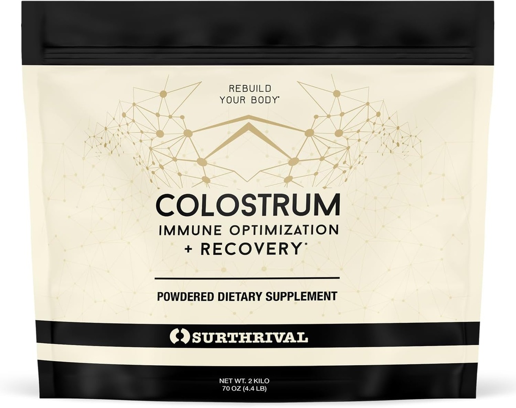 Surthrival: Colostrum Powder (2 Kilo, 4.4lbs), Immune Optimization &amp; Recovery, Powdered Dietary Supplement, Gut Health, Immune Support, Keto Friendly