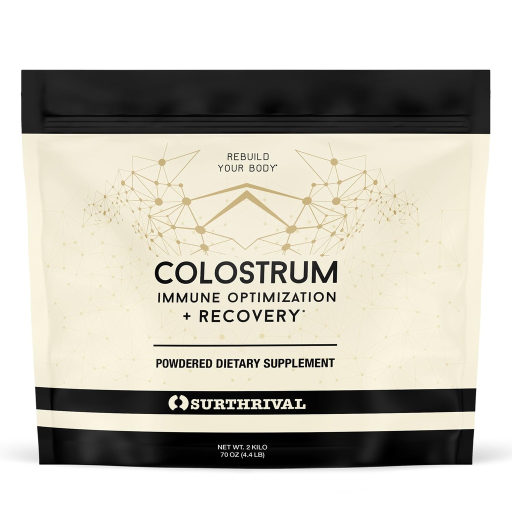Surthrival: Colostrum Powder (2 Kilo, 4.4lbs), Immune Optimization &amp; Recovery, Powdered Dietary Supplement, Gut Health, Immune Support, Keto Friendly