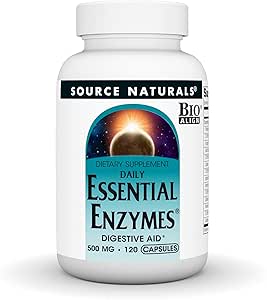 Fuente Naturales Esencial Enzimas 500mg Bio-Alineados Múltiple Suplemento Defensa Herbales para la Digestión, Gas &amp; Estreñimiento Alivio del Sistema Inmunitario Fuerte* - 120 cápsulas