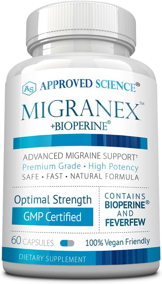Ciencia aprobada Migranex - Dolor de cabeza de migraña - Magnesio, Feverfew- 60 cápsulas - Pack de 1 - Vegan