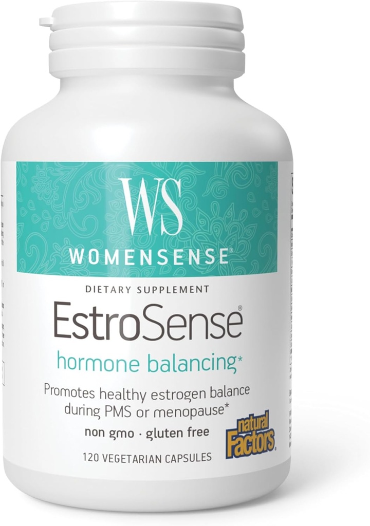 Factores naturales MujerSense EstroSense - Daily Hormonal Balance Support Supplement - Supports Healthy Menstration " Menopause - Non-GMO Natural Supplement - 120 Vegetarian Capsules (60 Servings)