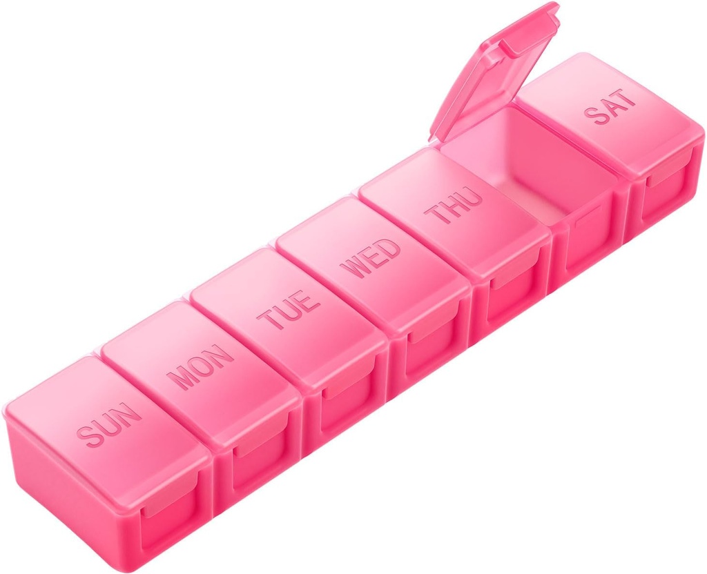 Extra Large Pill Organizer Weekly, KAPENS Daily Pill Case Box Compartments de gran capacidad, 7 Day Pill Containers for Medicine Supplements Vitamin Fish Oil, Red