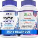 ULTALIFE Men's Health Duo - 2 Botellas - One Prostate Support Complex with Saw Palmetto " Beta Sitosterol " One HIGH Blood Pressure Supplement with Ajo " Hawthorn Berry Fast-Acting Capsules for Hombre
