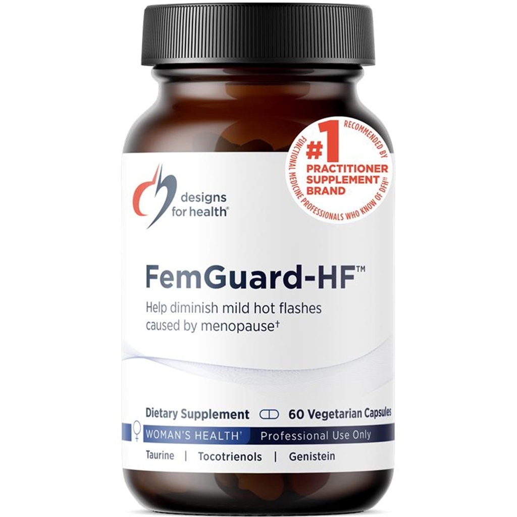 Diseños para la salud FemGuard-HF - Ayuda Diminish Mild Menopause Hot Flashes - Peri & Menopause Suplementos para las mujeres para apoyar el envejecimiento saludable, equilibrio hormonal " Bone Health (60 cápsulas)