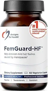 Diseños para la salud FemGuard-HF - Ayuda Diminish Mild Menopause Hot Flashes - Peri & Menopause Suplementos para las mujeres para apoyar el envejecimiento saludable, equilibrio hormonal " Bone Health (60 cápsulas)