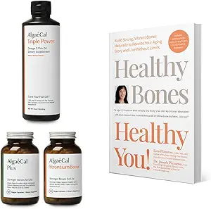 ALGAECAL Bundle - Bone Builder Pack, Calcium Supplement Vitamin D, K2, Strontium & Omega 3 Fish Oil with EPA & DHA &amp; The Book by Lara Pizzorno Healthy Bones Healthy You