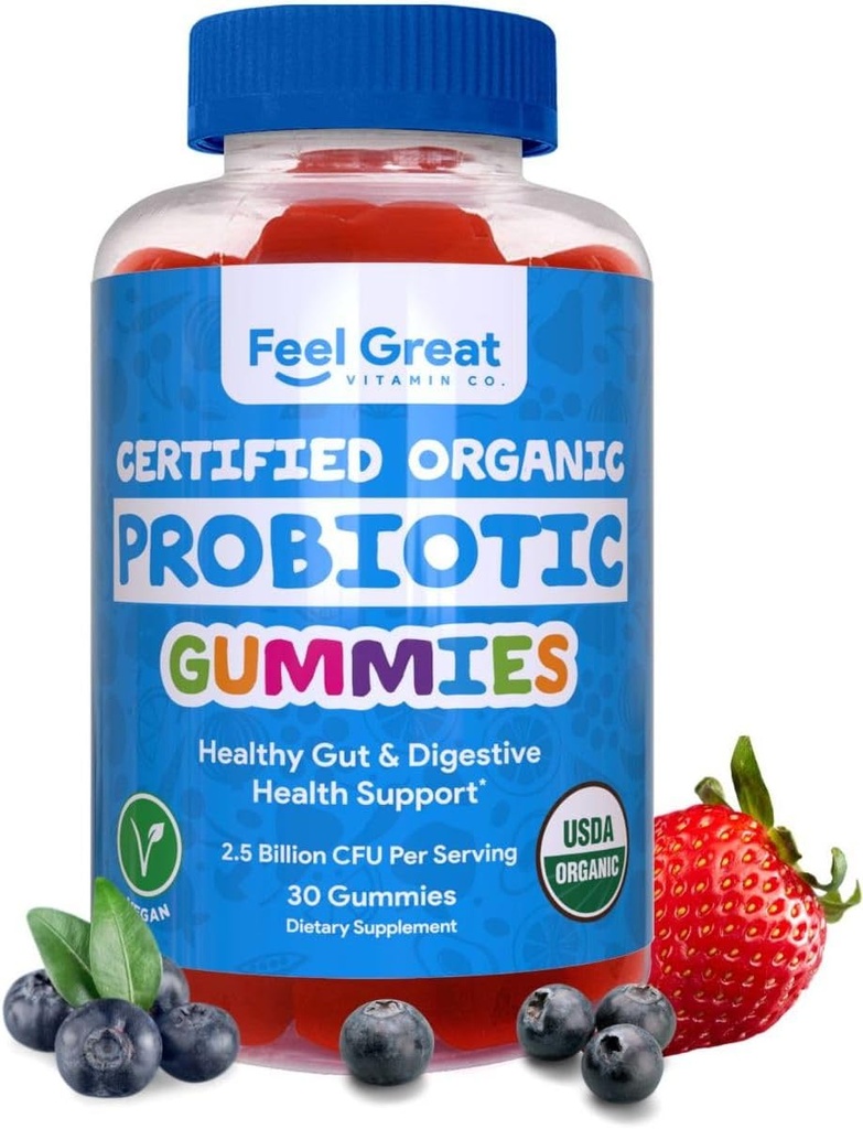 Feel Great USDA Probiotic Gummies for Adults and Kids - 2.5 Billion CFU (30 Day) peru Immune Support and Digestive Health ← Clinically Studied DE111 - Bacillus subtilis