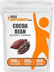 BulkSupplements.com Cocoa Bean Extract Powder - Cocoa Supplement - Unsweetened, Vegan & Gluten Free, 500mg per Serving, 250g (8.8 oz) (Pack of 1)