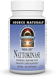 Fuente Naturales NSK-SD Nattokinase, Enzyme Sistémico para la Circulación Saludable*, 50 mg - 60 Softgels