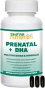 SHIFAA NUTRITION Vitaminas prenatales Halales con DHA y Ácido Fólico TENIDO Alta Potencia 90 Softgels, Keto-Friendly ANTE Vitamin C 120mg, DHA 250mg, Ácido Fólico 800mg, EPA 90mg, Biotin &amp; Iodine
