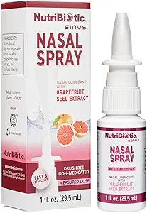 NutriBiotic Nasal Spray 1 Fl Oz | Nasal Lubricant with Grapefruit Seed Extract & Sodium Chloride | Help Flush Irritants from Nasal Passages | Convenient Measured Dose Pump | Drug-Free & Non-Medicated