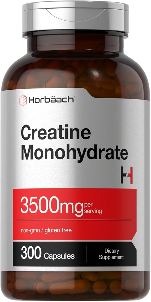 Horbäach Creatine Monohydrate Capsules Silencio 3500mg Silencio 300 Conde Silencio No GMO y Gluten Suplemento Gratis