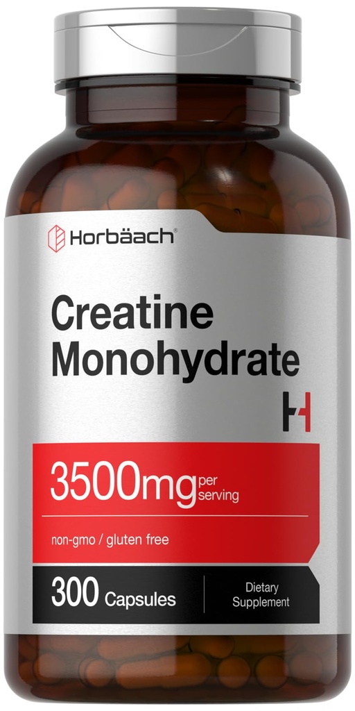 Horbäach Creatine Monohydrate Capsules Silencio 3500mg Silencio 300 Conde Silencio No GMO y Gluten Suplemento Gratis
