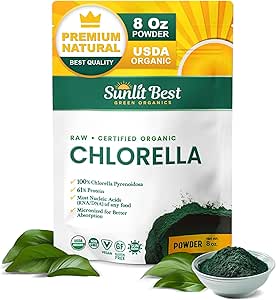 Sunlit Best USDA Organic Premium Chlorella Tablets 500 Tabs | 100% Pure Chlorella Superfood Supplement High in Protein, Chlorophyll, Vitamins, & Minerals | Supports Good Health, Wellbeing & Recovery