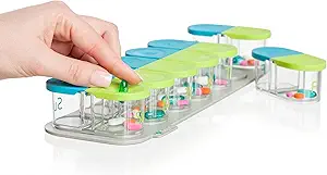 Sagely Smart XL Weekly Pill Organizer - Sleek AM/PM Dos veces al día Pill Box con aplicación de recordatorio de Smartphone gratis y contenedores de viaje de 7 días (Suficiente para Fit Fish Oil and Vitamin D Supplements)