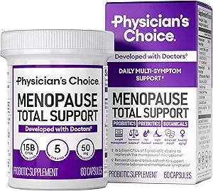El suplemento probiótico de la menopausia de Physician para las mujeres - apoya el equilibrio hormonal, los flashes calientes, los suéteres nocturnos, la gestión del peso, la limpieza " Gut Health - con el cohosh negro, Resveratrol+ - 60ct