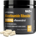 NAD Suplemento - NAD+ con Nicotinamide Riboside (NR) y Resveratrol Quercetin 900mg Puro NAD orgánico Plus para Reparación Celular Función del cerebro envejecido saludable, 80 cápsulas