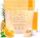 SkinnyFit - Super Youth Collagen for Women - Multi Collagen Peptides Polvo - Probióticos, Fibra, Ácido Hialurónico - No GMO, Gluten Gratis, Azúcar Libre - Belleza - Piña naranja (28 Servimientos)