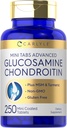 Carlyle Glucosamine Chondroitin MSM TEN 250 Mini Tablets TEN Advanced Formula with Turmeric TEN Non-GMO, Gluten Free