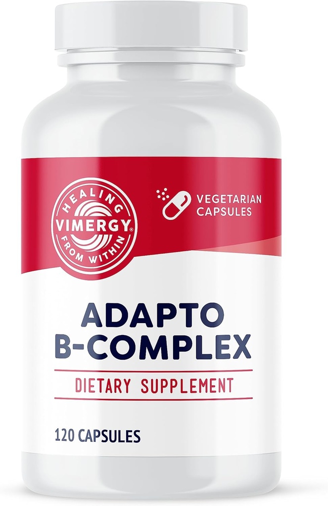 Complejo Vimergy Adapto B, 120 Servings – High Potency with 8 B Vitamins, Rhodiola & Hawthorn Berry – Supports Mental Energy, Cognition, Mood - Non-GMO, Kosher, Vegan, Paleo, No Gluten, No Soy