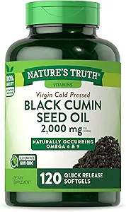La verdad de la naturaleza Píldoras de aceite de semilla negra TENIDO 2,000mg TEN 120 Softgels TEN VÍRGENA FUELTA Presionada Cumin ← No GMO y Gluten Suplemento Libre