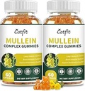 (120 pcs) Mullein Gummies for Lungs Detox- Mullein Leaf Extract with Quercetin, Elderberry for Respiratory &amp; Immune Support, Breathing &amp; Lung Cleanse for Smokers, Vegan, Pineapple Flavor, (2 Pack)