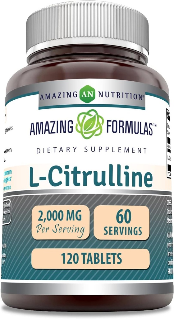 Amazing Formulas L Citrulline 2000mg Por Serving 120 Tablets Suplemento ← Amino Acid Supplement for Men &amp; Women ← Non-GMO TEN Gluten Free TEN Made in USA