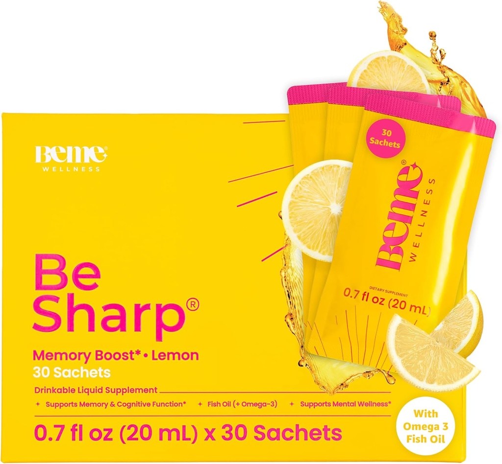 BeMe Liquid Omega 3 Fish Oil - Curcumin Turmric, Lemon Balm Extract &amp; Omega 3 Suplemento para Mujeres - Patented EPAX® for Quick Absorption &amp; high bioavailability - Supports Memory & Brain Health