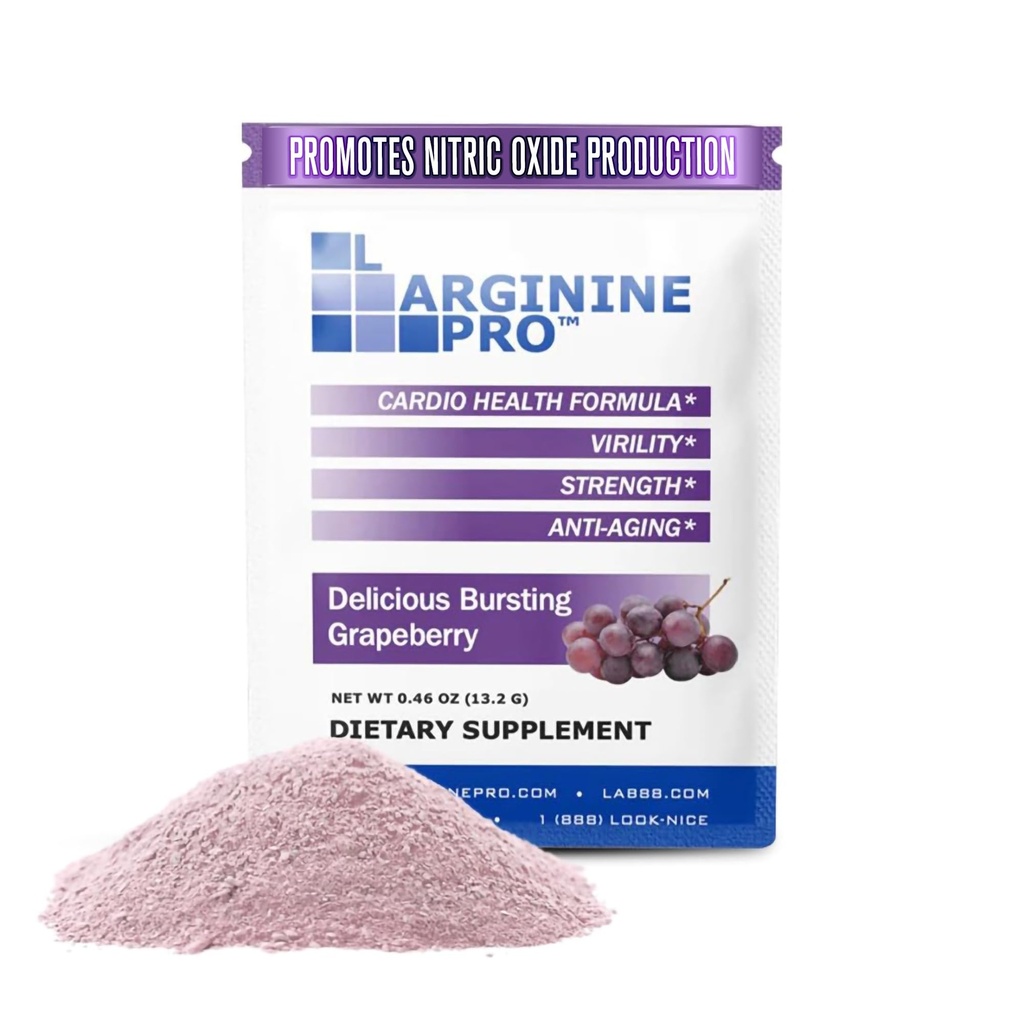 L-ARGININE PRO Suplemento Polvo Silencio 30 Packets Solo Serve Travel Size Silencio 5,500mg de L-arginine Plus 1,100mg L-Citrulline, Grape