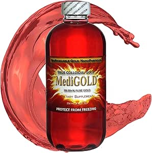 MediGOLD® True Colloidal Gold AuNP Suplemento Nutricional - 250 mL en Botella de plástico transparente