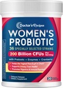 Recetas del doctor Probióticos para Mujeres, 200B CFUs 36 Strains, con Prebióticos, Enzymes & Cranberry, Vaginal Urinary Digestive & Immune, Shelf Stable, 30 Caps