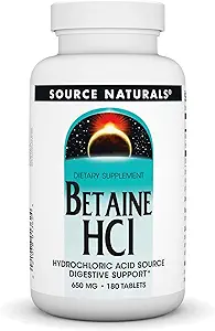 Fuente Naturals - Betaine HCl Hydrochloric Acid Source 650 mg. - 180 Tablets