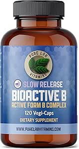 Complejo B Bioactivo - 120 cápsulas Vegan Fórmula de liberación lenta (B1, B2, B3, B5, B6, B7, B9, B12) - 60 días de suministro, Gluten &amp; Sugar Free Made in Canada